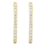 Diamond Inside-Outside Hoop Earrings in 14K Gold, Round Diamonds - 14K Yellow Gold