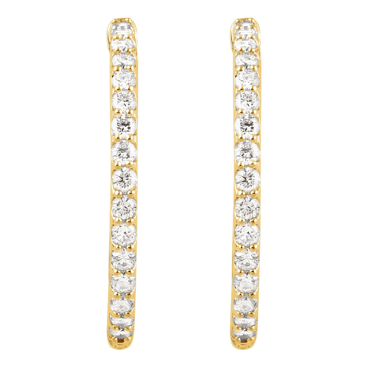 Diamond Inside-Outside Hoop Earrings in 14K Gold, Round Diamonds - 14K Yellow Gold