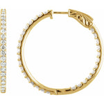 Diamond Inside-Outside Hoop Earrings in 14K Gold, Round Diamonds - 14K Yellow Gold