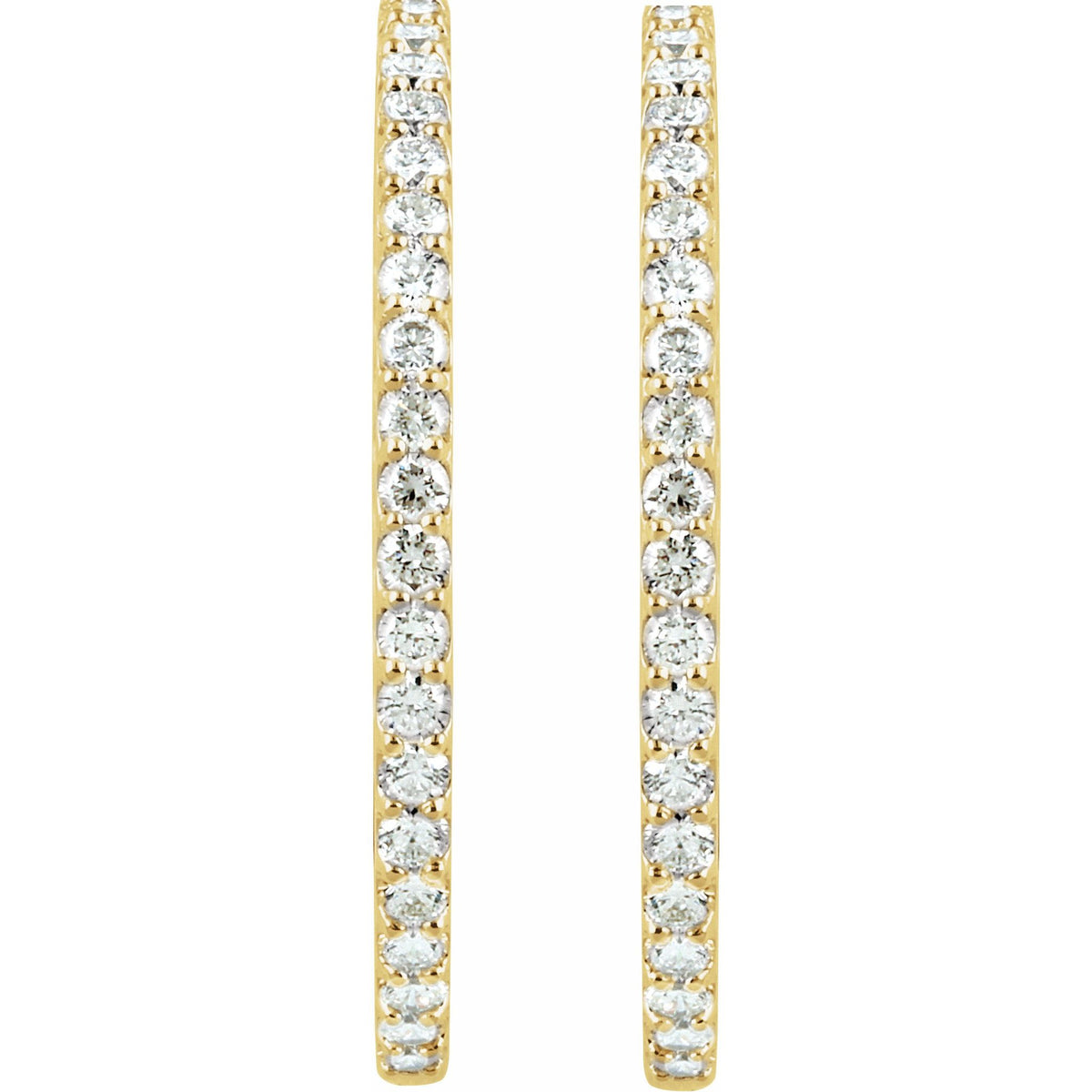 Diamond Inside-Outside Hoop Earrings in 14K Gold, Round Diamonds - 14K Yellow Gold