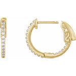 Diamond Inside-Outside Hoop Earrings in 14K Gold, Round Diamonds - 14K Yellow Gold