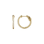 Diamond Inside-Outside Hoop Earrings in 14K Gold, Round Diamonds - 14K Yellow Gold