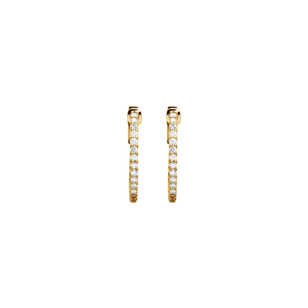 Diamond Inside-Outside Hoop Earrings in 14K Gold, Round Diamonds - 14K Yellow Gold