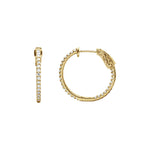 Diamond Inside-Outside Hoop Earrings in 14K Gold, Round Diamonds - 14K Yellow Gold