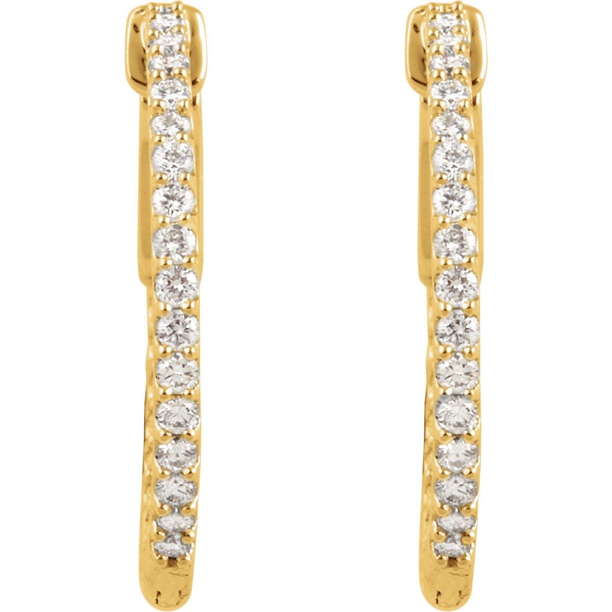 Diamond Inside-Outside Hoop Earrings in 14K Gold, Round Diamonds - 14K Yellow Gold