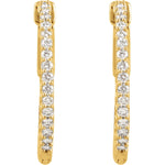 Diamond Inside-Outside Hoop Earrings in 14K Gold, Round Diamonds - 14K Yellow Gold