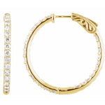 Diamond Inside-Outside Hoop Earrings in 14K Gold, Round Diamonds - 14K Yellow Gold
