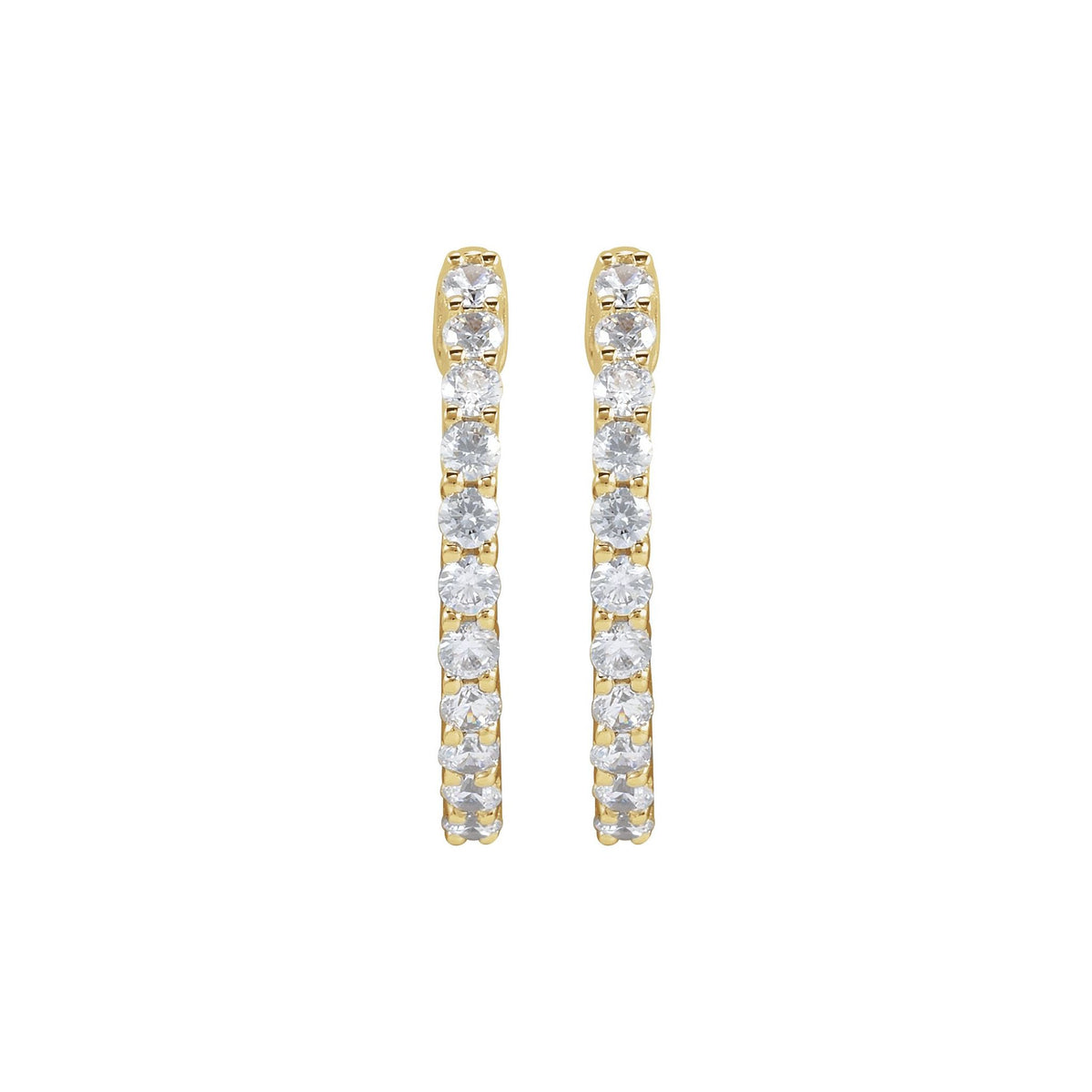 Diamond Inside-Outside Hoop Earrings in 14K Gold - 14K Yellow Gold