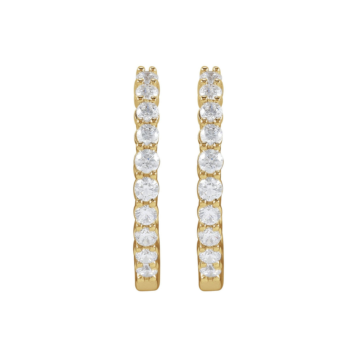 Diamond Inside-Outside Hoop Earrings in 14K Gold - 14K Yellow Gold
