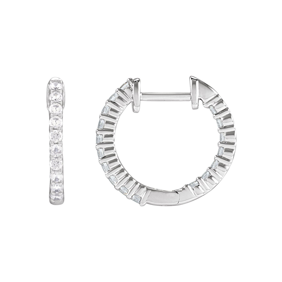 Diamond Inside-Outside Hoop Earrings in 14K Gold - 14K White Gold