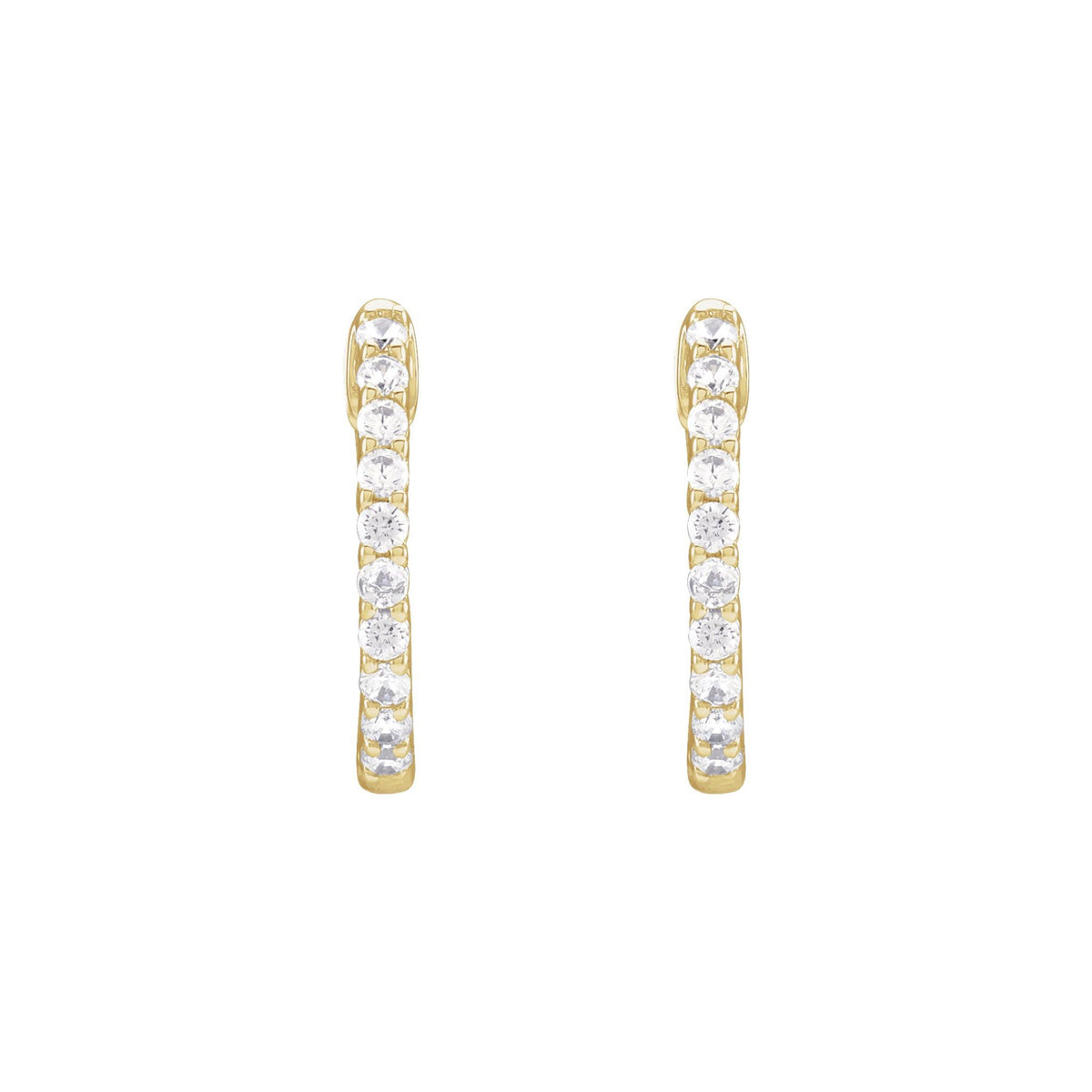 Diamond Inside-Outside Hoop Earrings in 14K Gold - 14K Yellow Gold