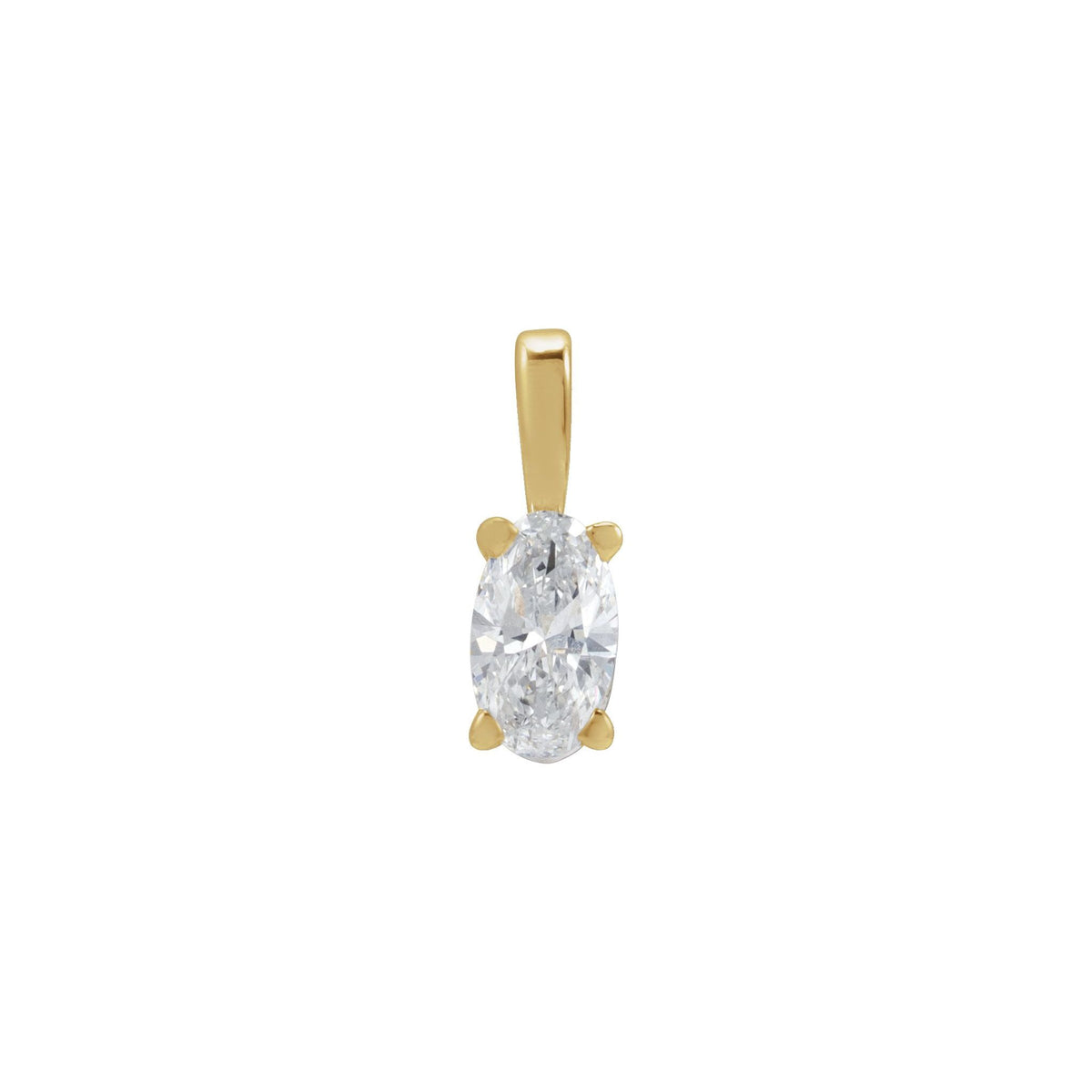 Diamond Lightweight Oval 4-Prong Solitaire Pendant in 14K Gold - 14K Yellow Gold
