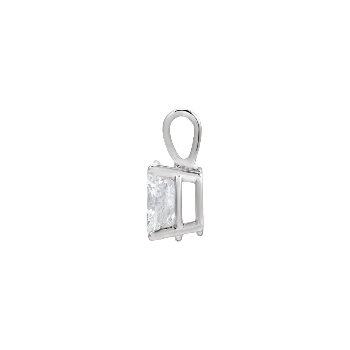 Diamond Lightweight Oval 4-Prong Solitaire Pendant in 14K Gold - 14K White Gold