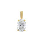 Diamond Lightweight Oval 4-Prong Solitaire Pendant in 14K Gold - 14K Yellow Gold