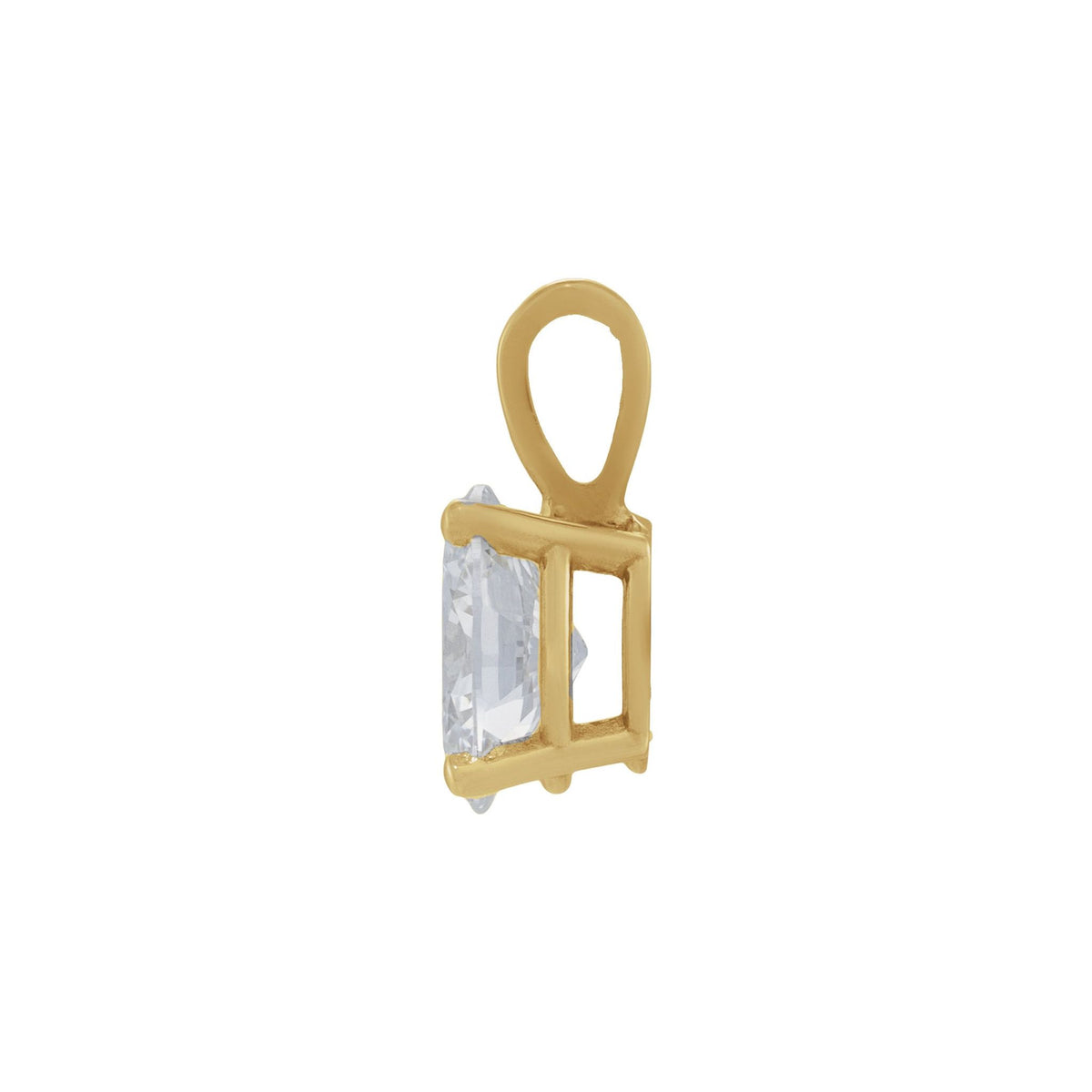 Diamond Lightweight Oval 4-Prong Solitaire Pendant in 14K Gold - 14K Yellow Gold