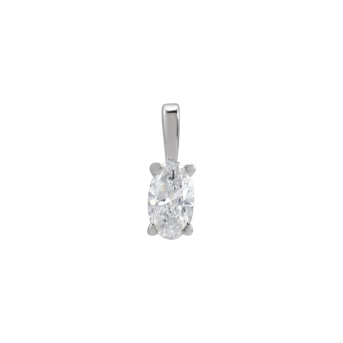 Diamond Lightweight Oval 4-Prong Solitaire Pendant in 14K Gold - 14K White Gold