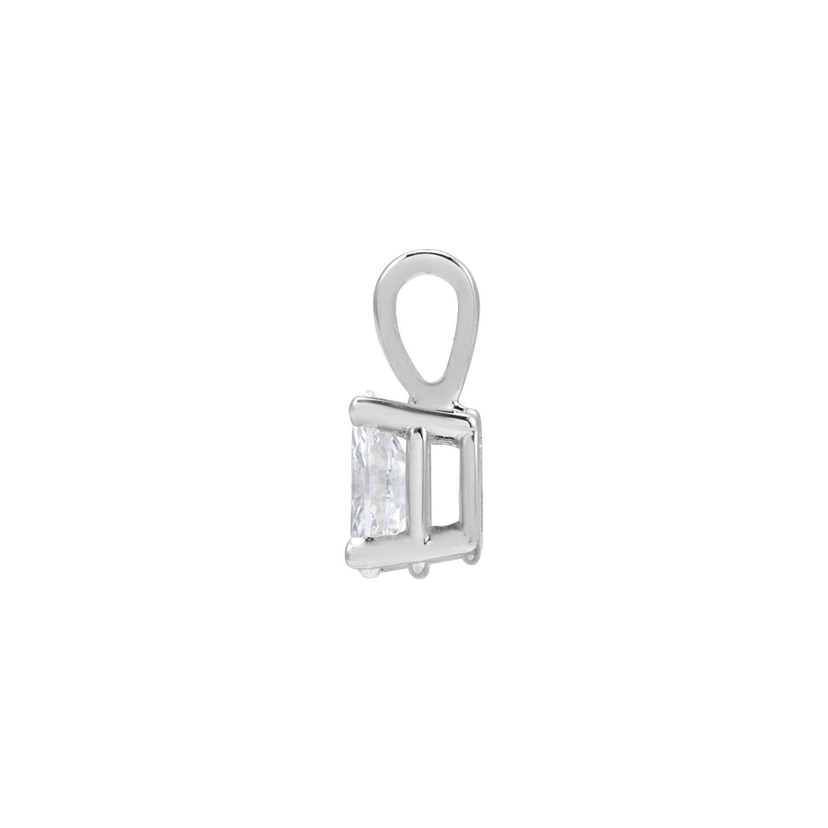 Diamond Lightweight Oval 4-Prong Solitaire Pendant in 14K Gold - 14K White Gold