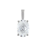 Diamond Lightweight Oval 4-Prong Solitaire Pendant in 14K Gold - 14K White Gold