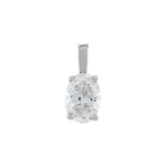 Diamond Lightweight Oval 4-Prong Solitaire Pendant in 14K Gold - 14K White Gold