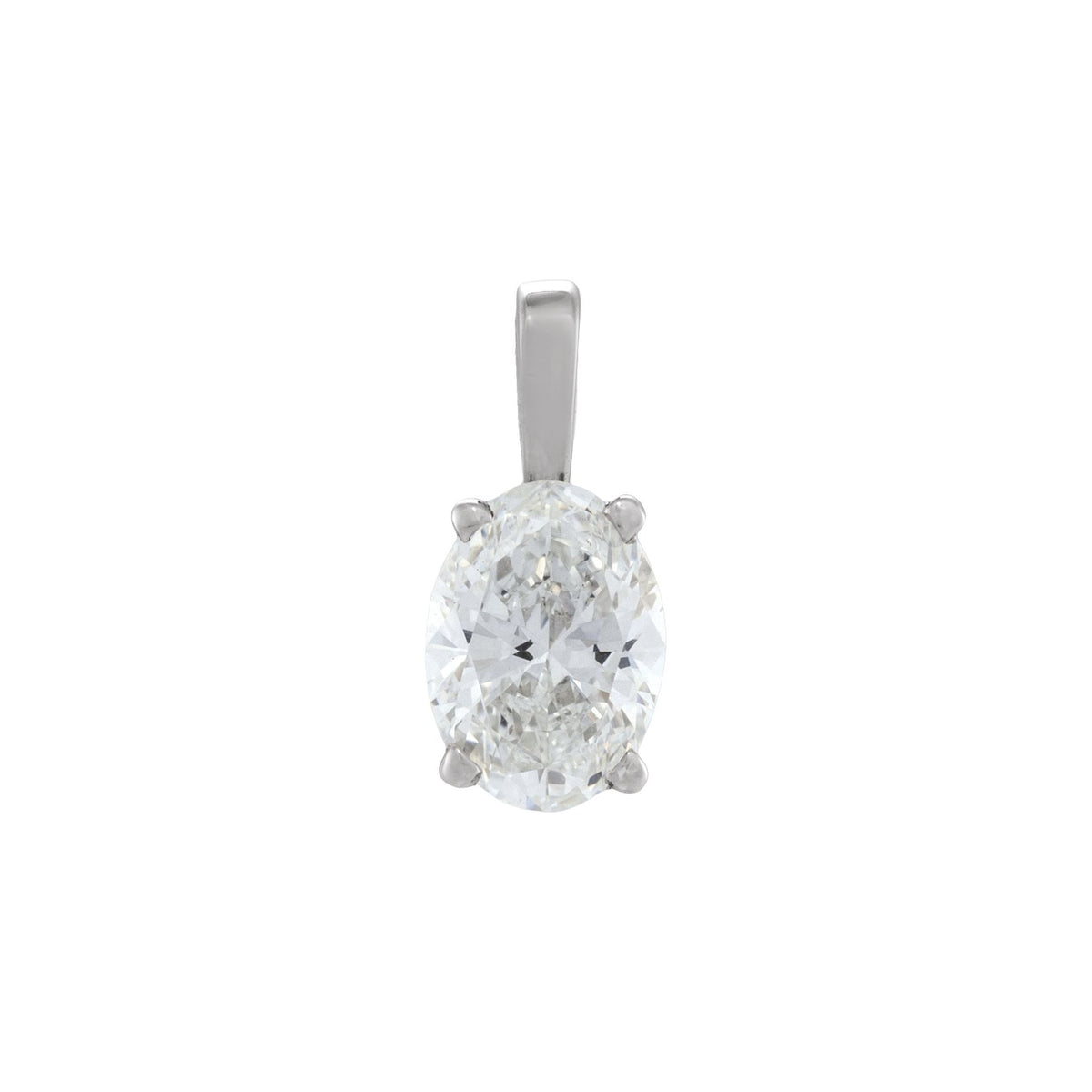 Diamond Lightweight Oval 4-Prong Solitaire Pendant in 14K Gold - 14K White Gold