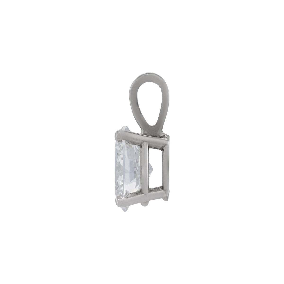 Diamond Lightweight Oval 4-Prong Solitaire Pendant in 14K Gold - 14K White Gold