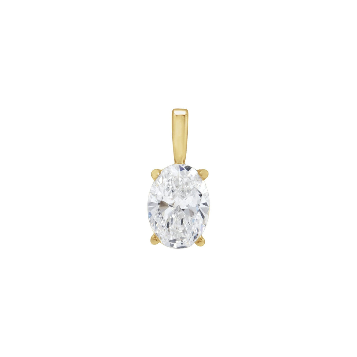 Diamond Lightweight Oval 4-Prong Solitaire Pendant in 14K Gold - 14K Yellow Gold