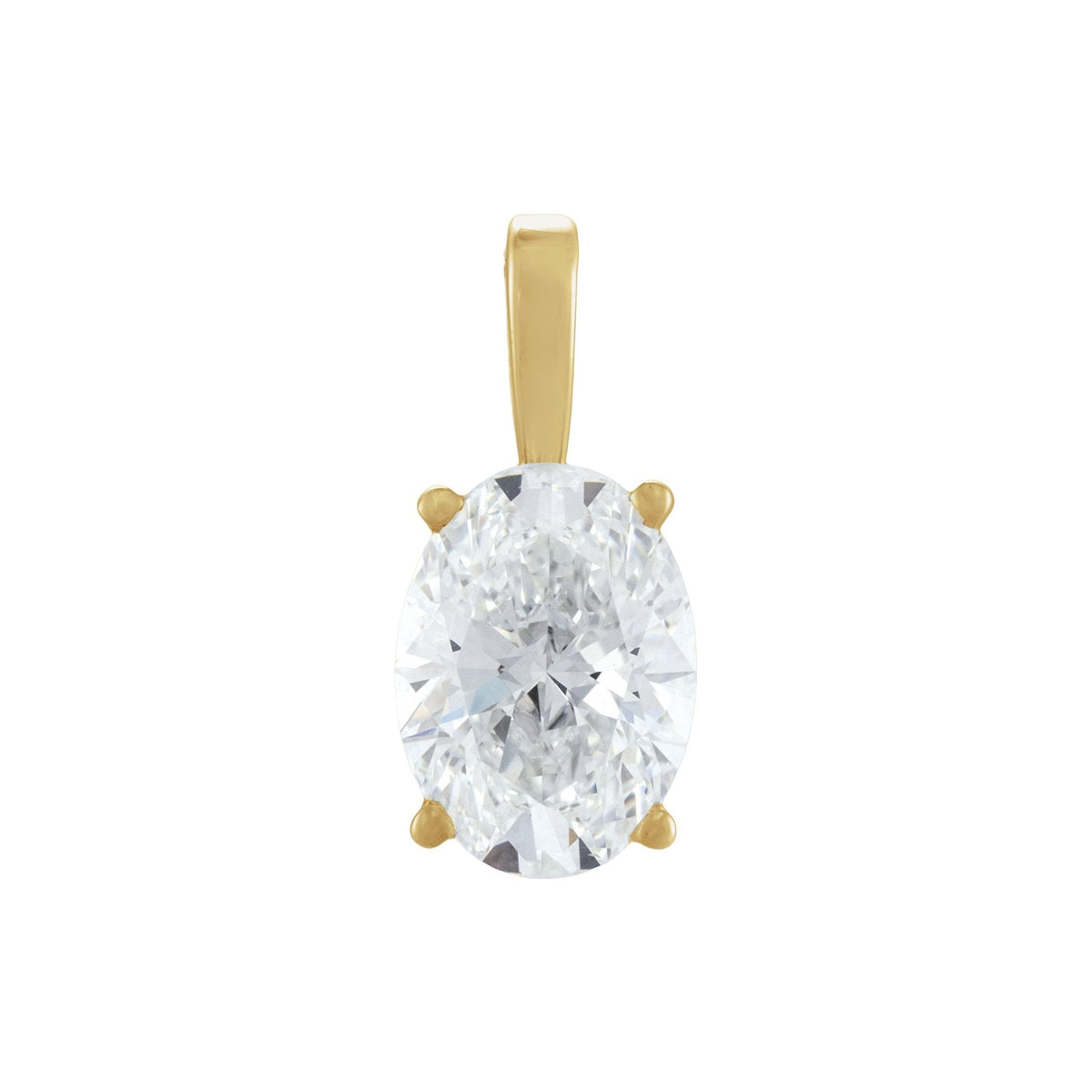 Diamond Lightweight Oval 4-Prong Solitaire Pendant in 14K Gold - 14K Yellow Gold