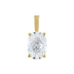 Diamond Lightweight Oval 4-Prong Solitaire Pendant in 14K Gold - 14K Yellow Gold