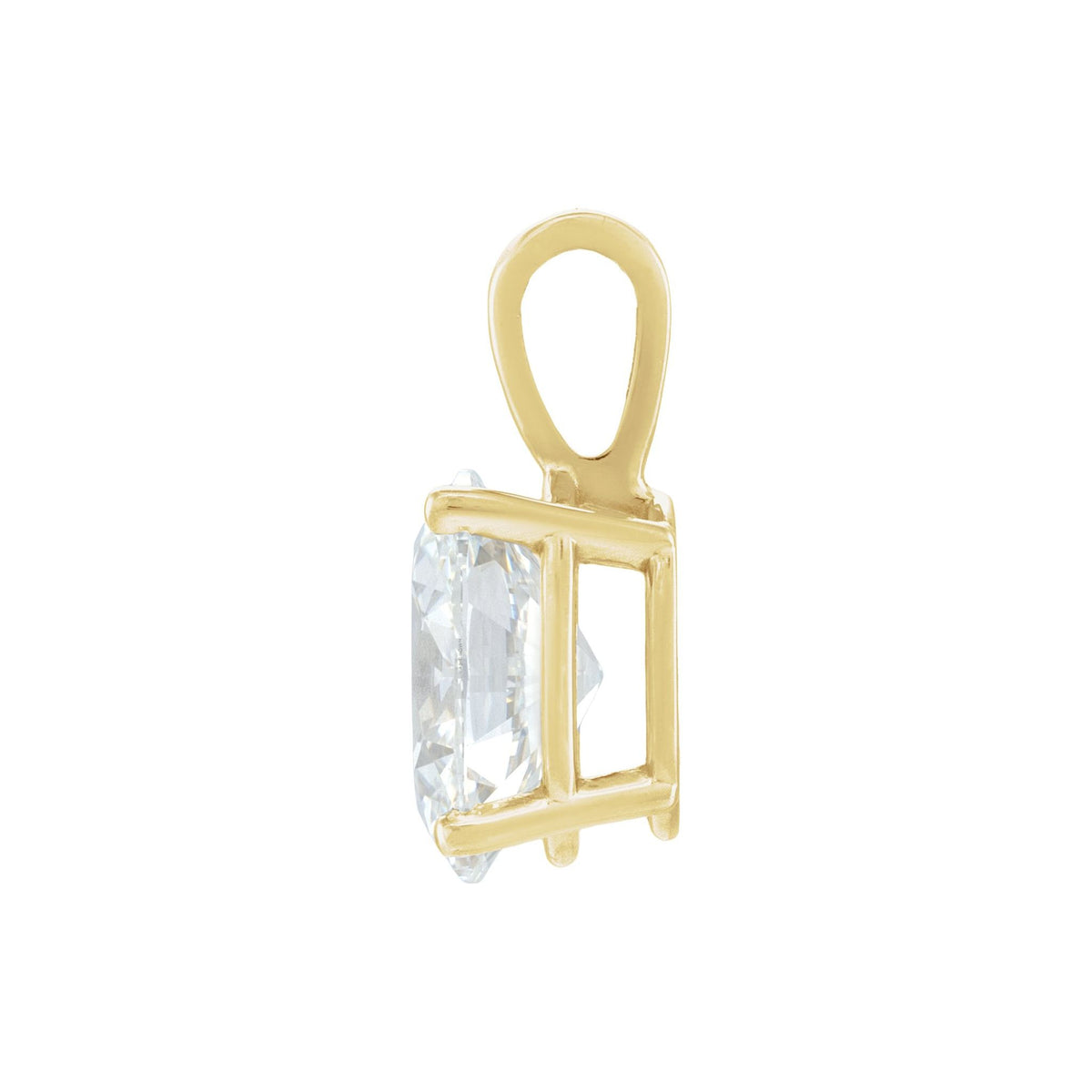 Diamond Lightweight Oval 4-Prong Solitaire Pendant in 14K Gold - 14K Yellow Gold