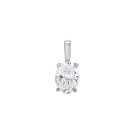Diamond Lightweight Oval 4-Prong Solitaire Pendant in 14K Gold - 14K White Gold