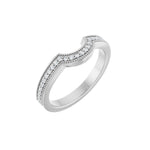 Diamond Milgrain Edge Accented Contour Band in 14K Gold - 14K White Gold