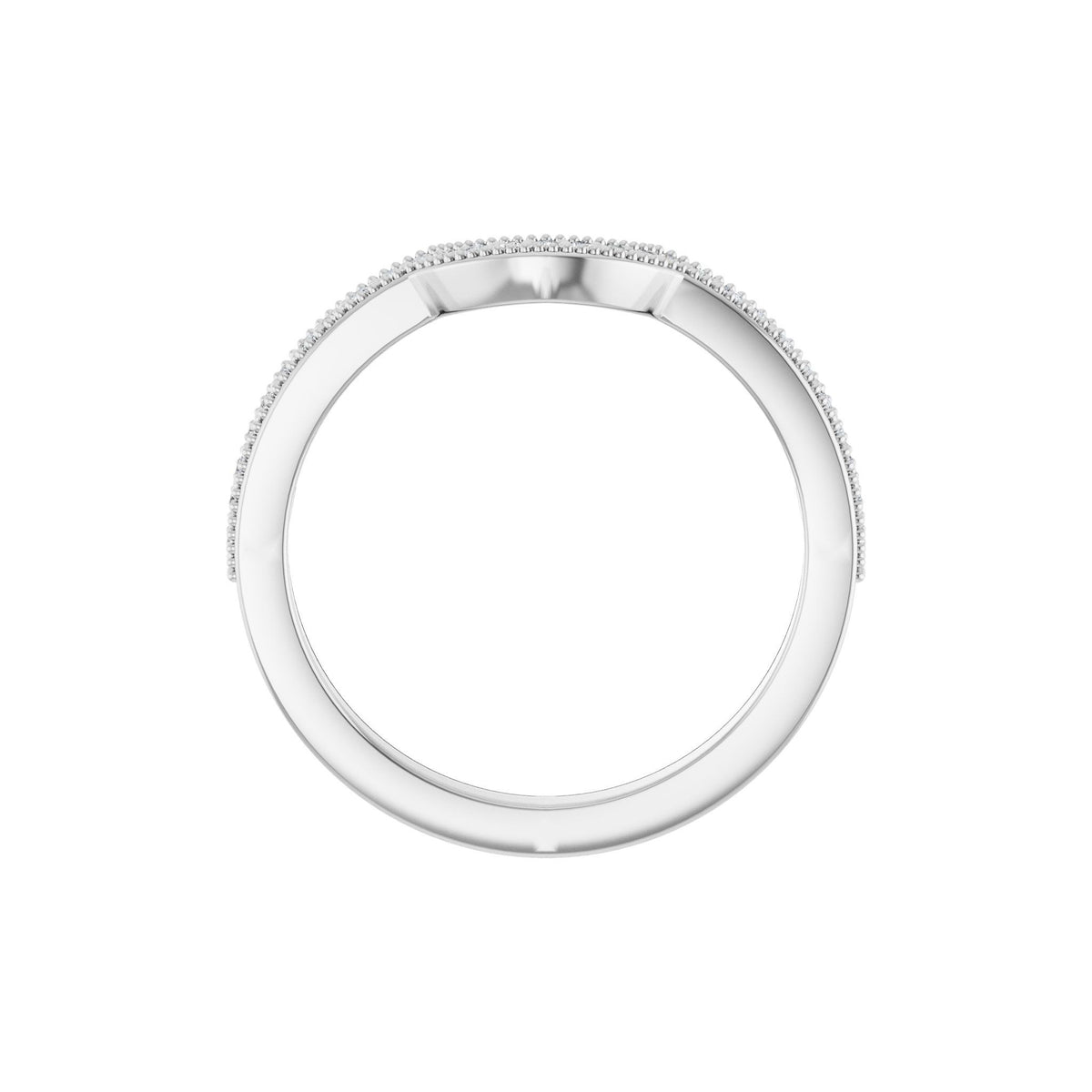 Diamond Milgrain Edge Accented Contour Band in 14K Gold - 14K White Gold