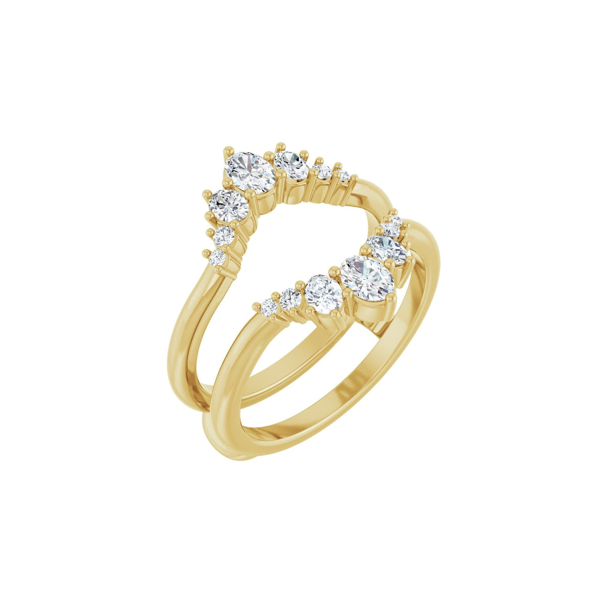 Diamond Ring Guard in 14K Gold, 5/8 CT TW, 4 x 3mm Stones - 14K Yellow Gold