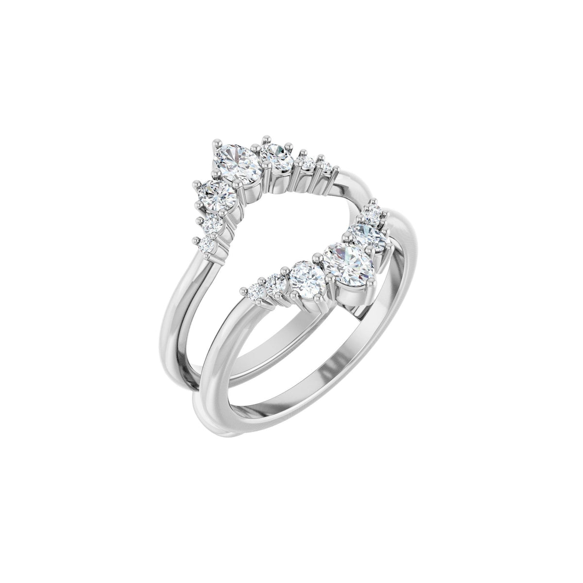 Diamond Ring Guard in 14K Gold, 5/8 CT TW, 4 x 3mm Stones - 14K White Gold