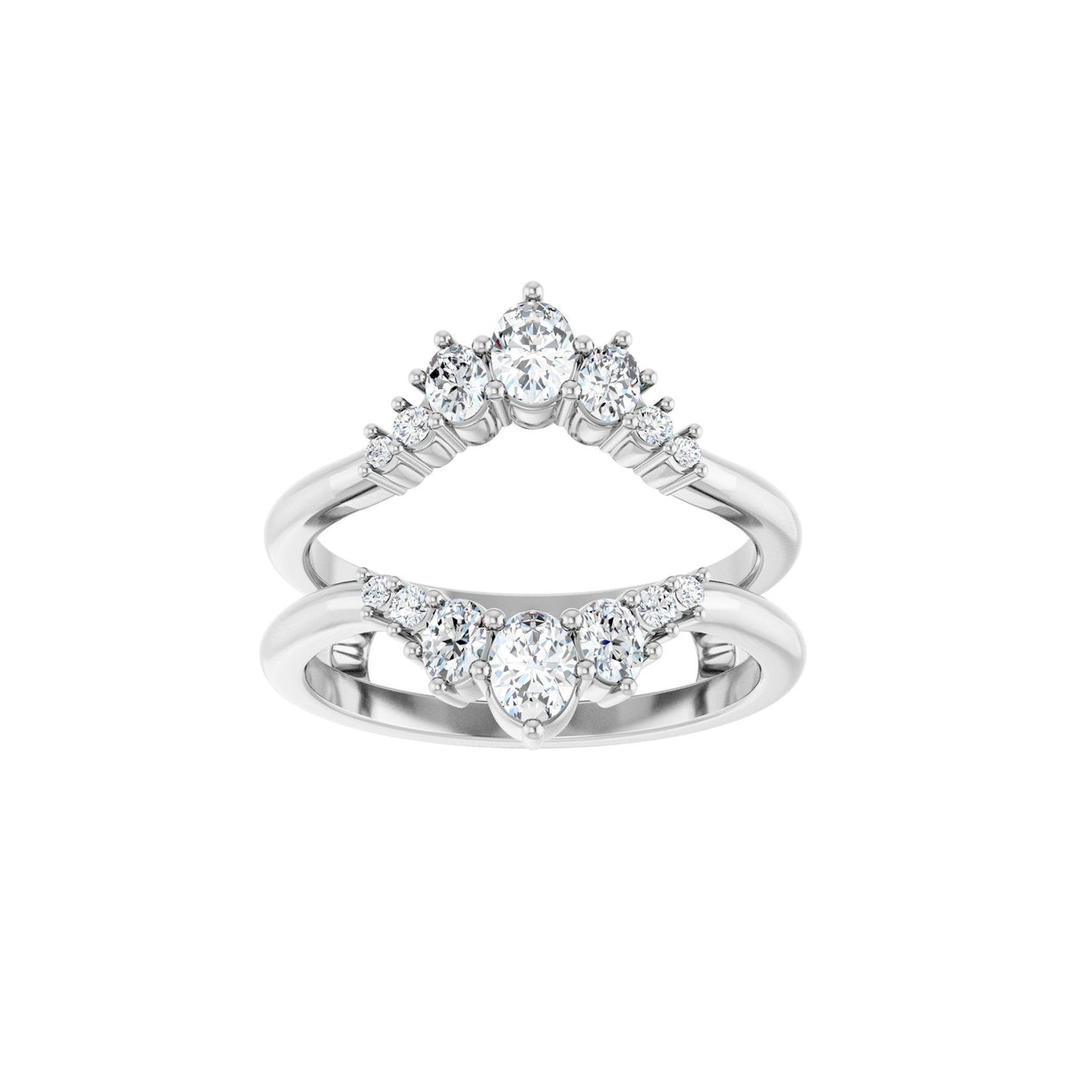 Diamond Ring Guard in 14K Gold, 5/8 CT TW, 4 x 3mm Stones - 14K White Gold