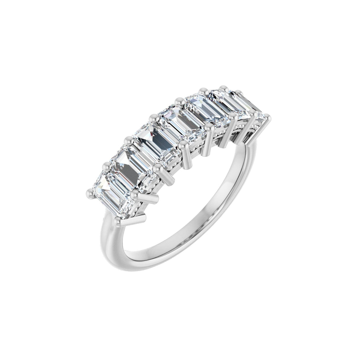 Diamond Seven-Stone Anniversary Band in 14K Gold, Emerald Diamonds - 14K White Gold