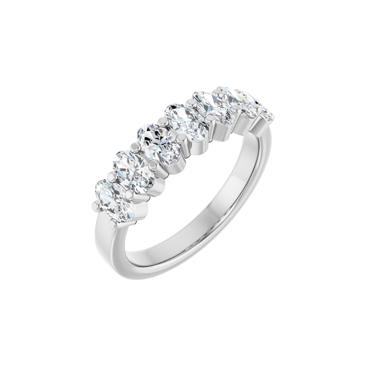 Diamond Seven-Stone Anniversary Band in 14K Gold or Platinum - 14K White Gold