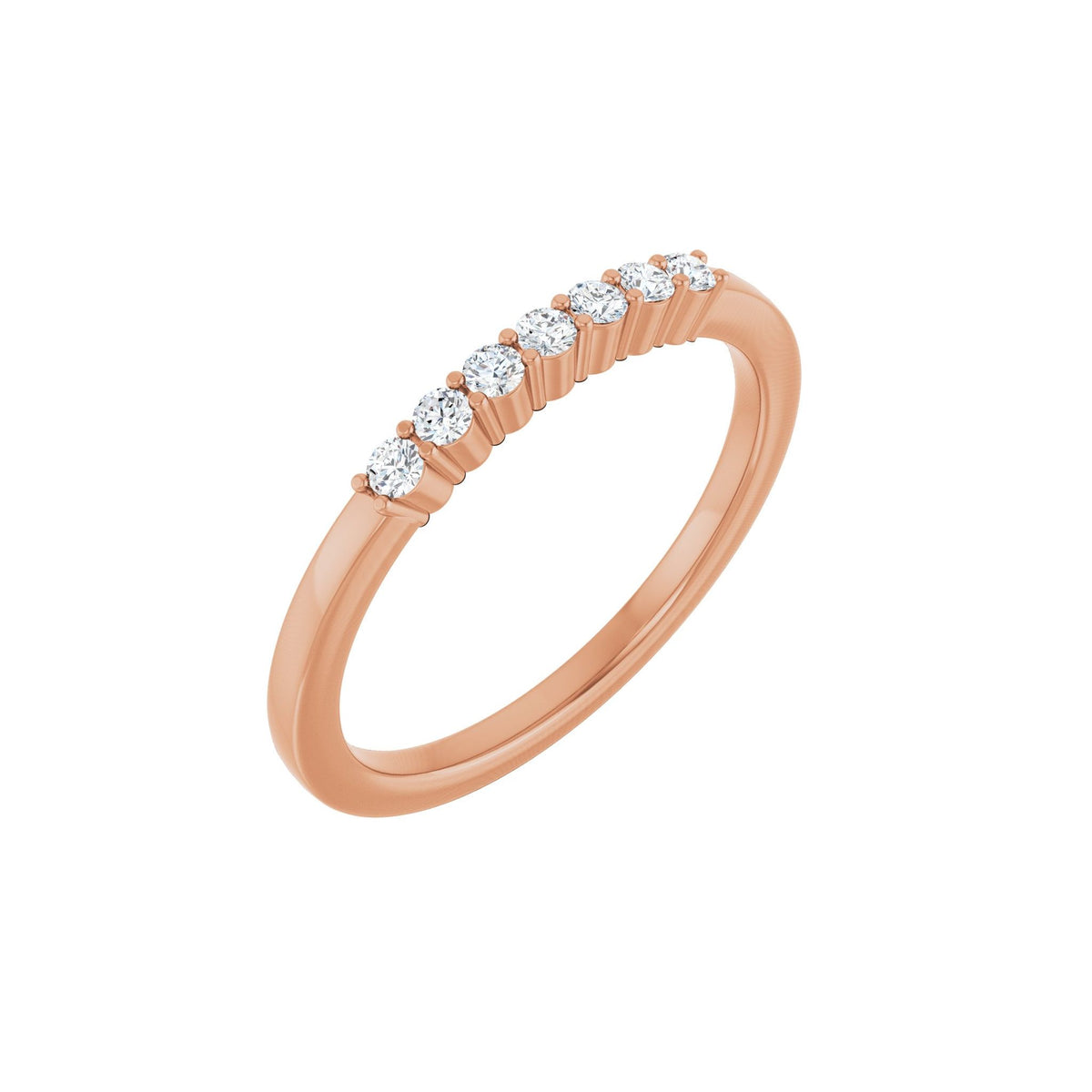 Diamond Seven-Stone Anniversary Band in 14K Gold or Platinum - 14K Rose Gold