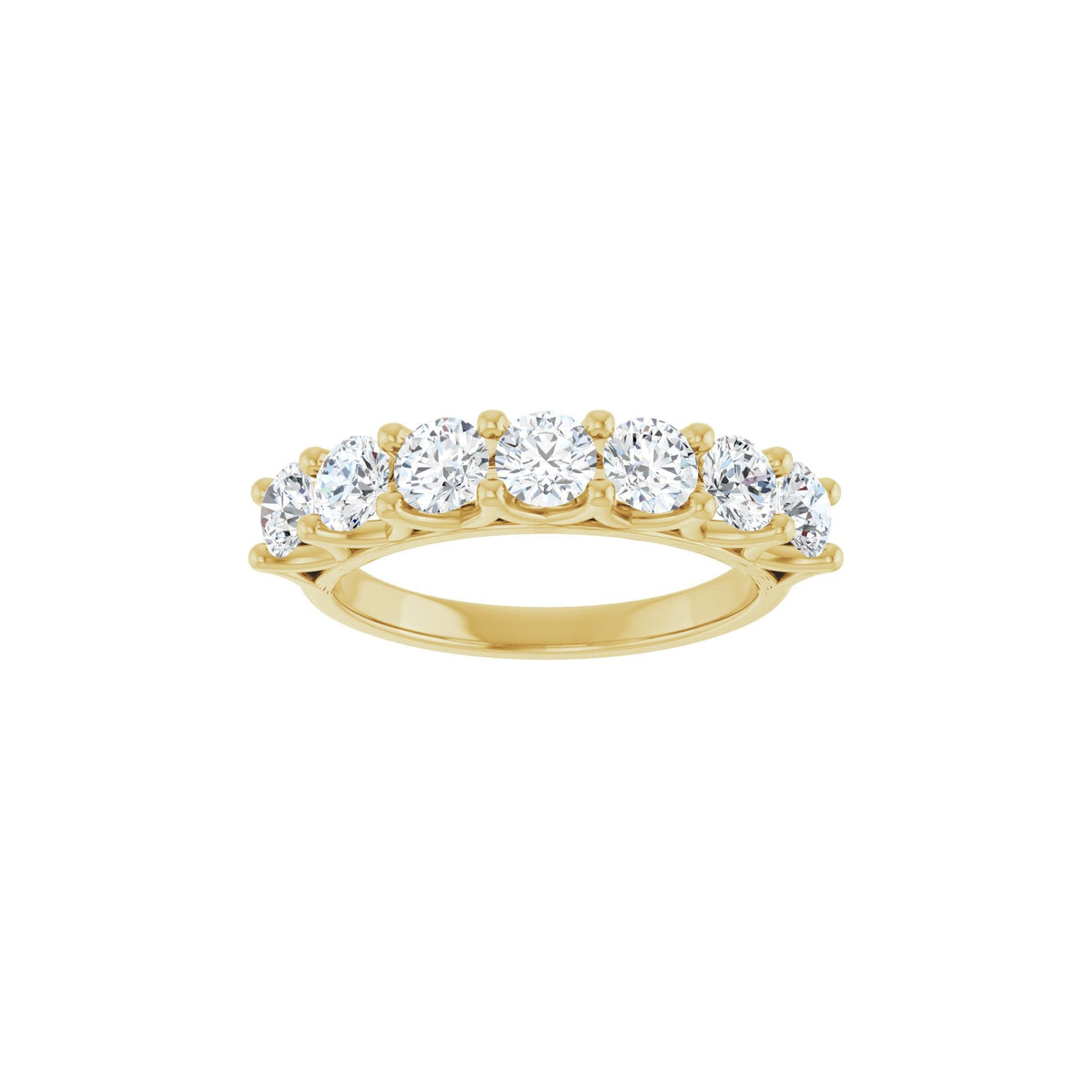 Diamond Share-Prong Seven-Stone Anniversary Band in 14K Gold or Platinum - 14K Yellow Gold
