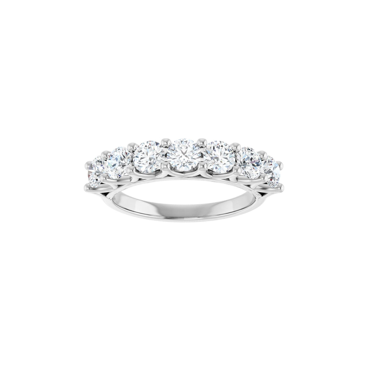 Diamond Share-Prong Seven-Stone Anniversary Band in 14K Gold or Platinum - 14K White Gold
