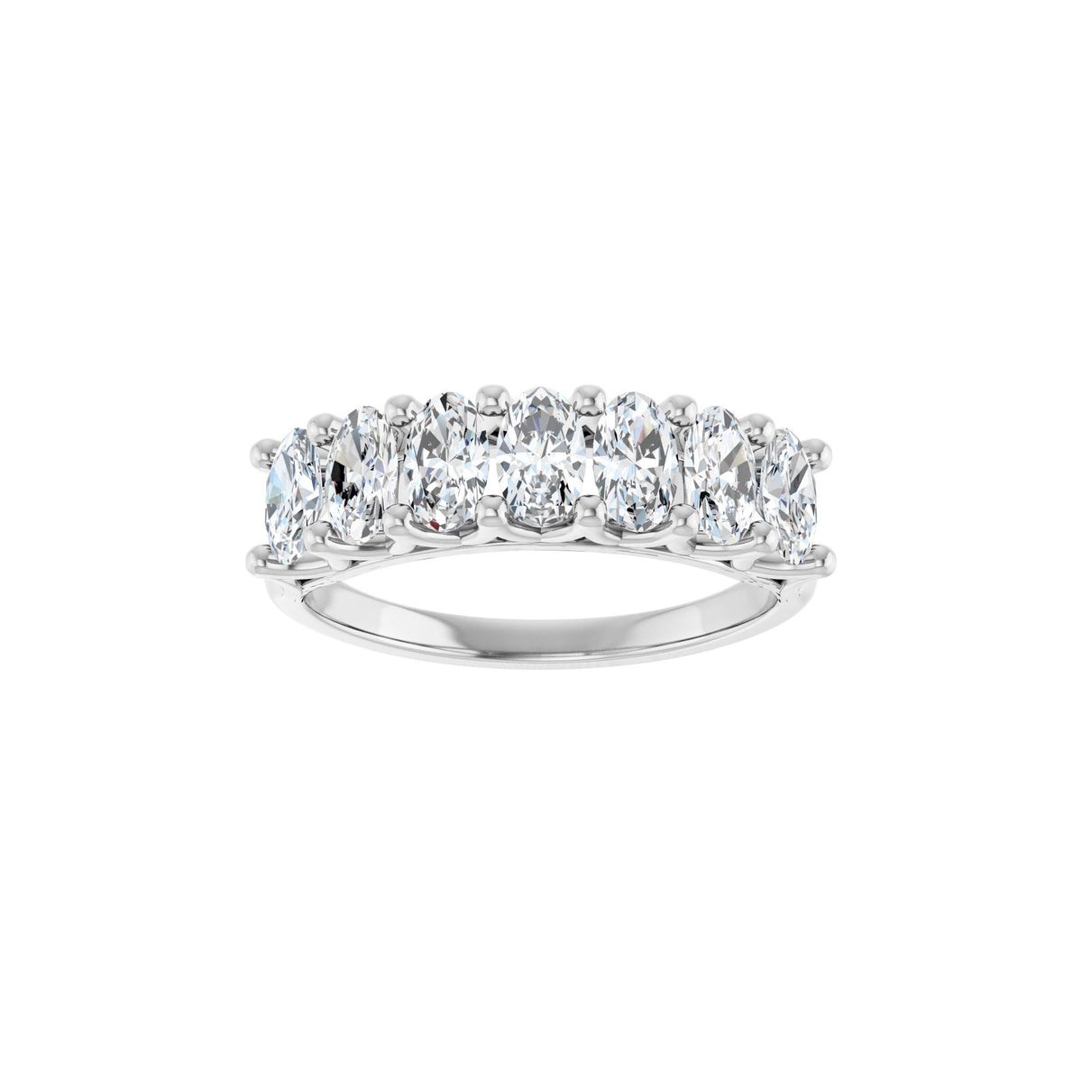 Diamond Share-Prong Seven-Stone Anniversary Band in 14K Gold or Platinum - 14K White Gold
