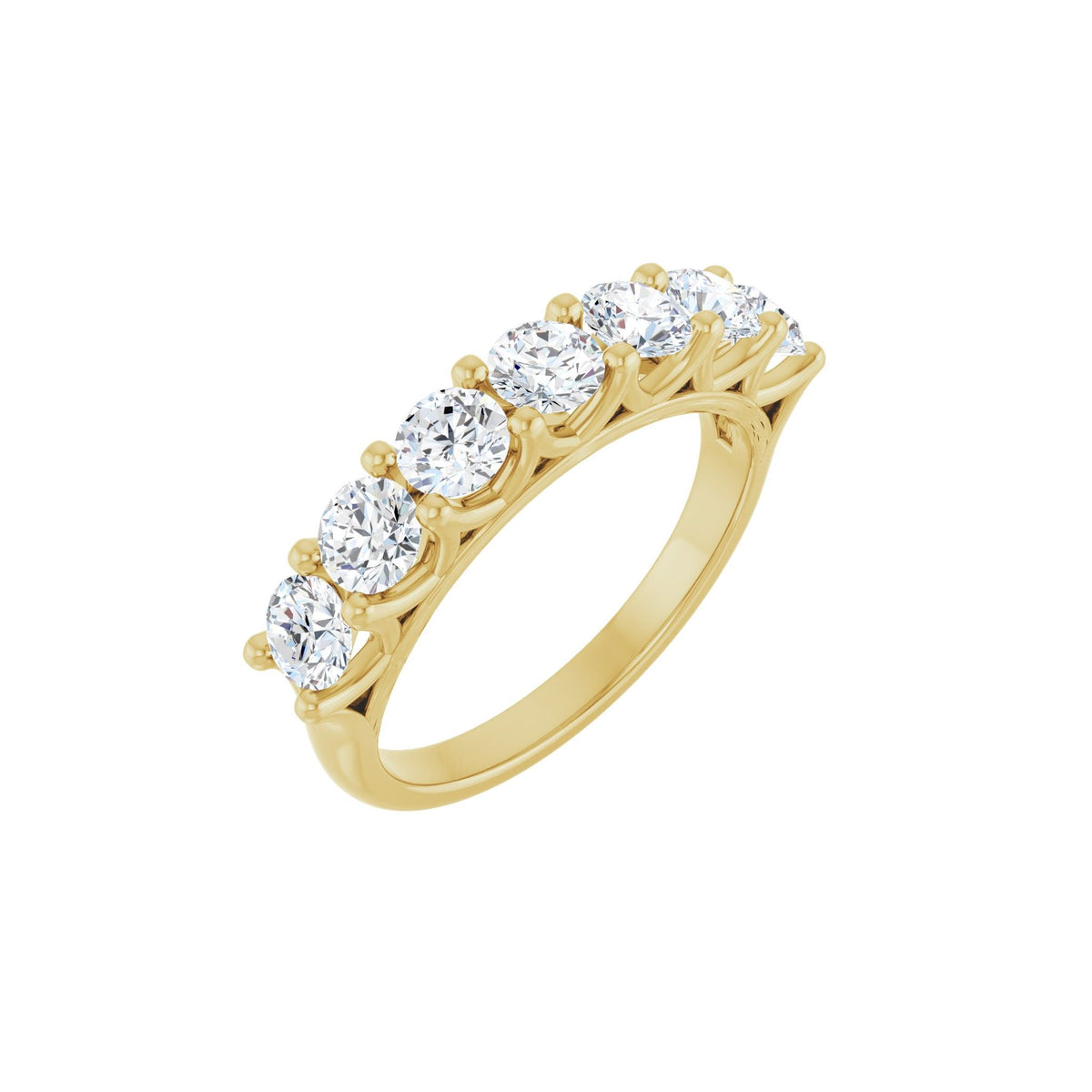 Diamond Share-Prong Seven-Stone Anniversary Band in 14K Gold or Platinum - 14K Yellow Gold