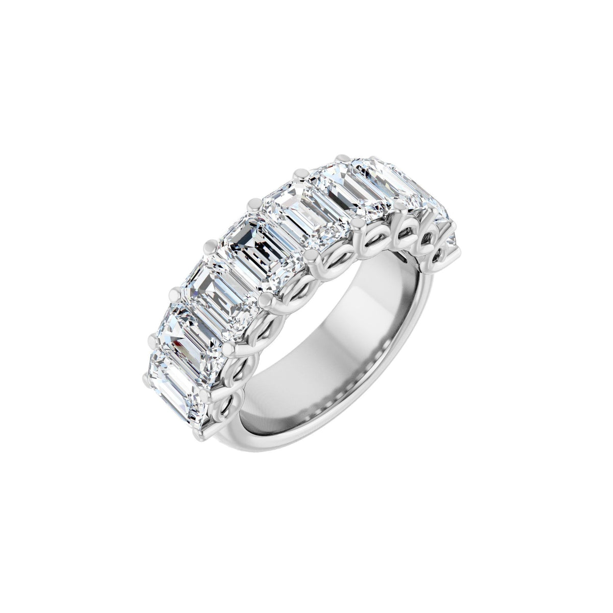 Diamond Shared-Prong Anniversary Band in 14K Gold, Emerald Diamonds - 14K White Gold