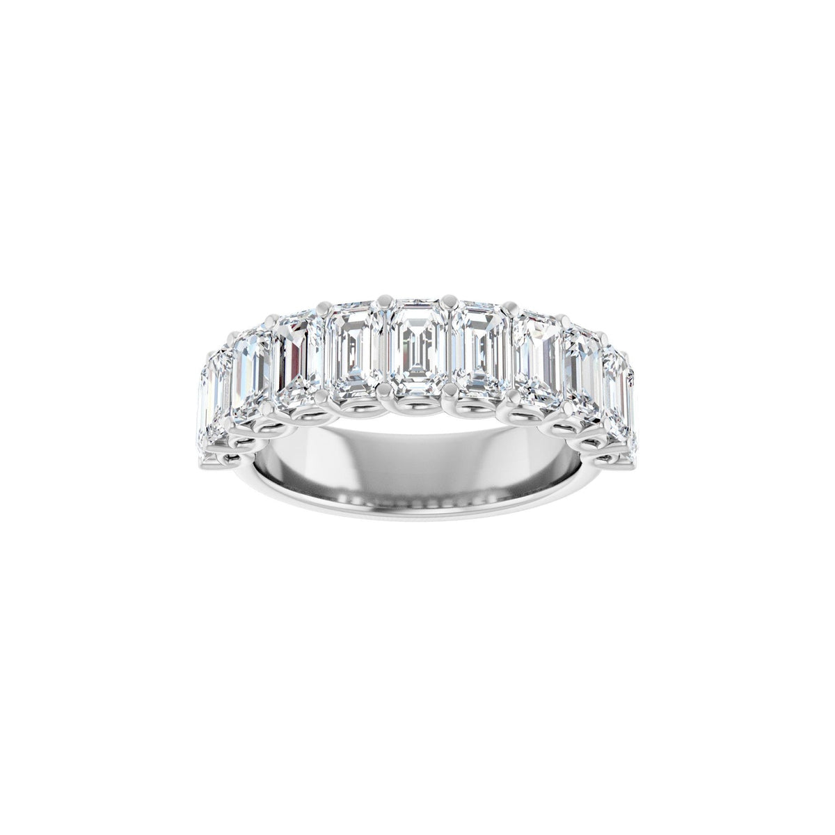 Diamond Shared-Prong Anniversary Band in 14K Gold, Emerald Diamonds - 14K White Gold