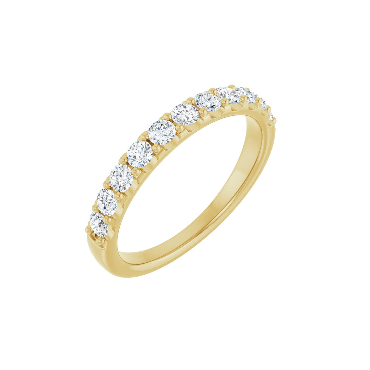Diamond Shared-Prong Anniversary Band in 14K Gold or Platinum, Round Diamonds - 14K Yellow Gold