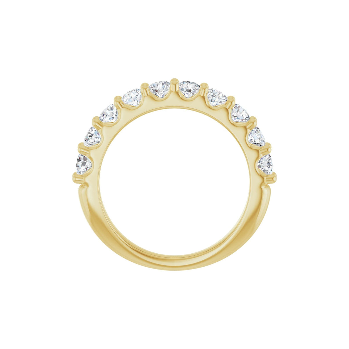 Diamond Shared-Prong Anniversary Band in 14K Gold or Platinum, Round Diamonds - 14K Yellow Gold