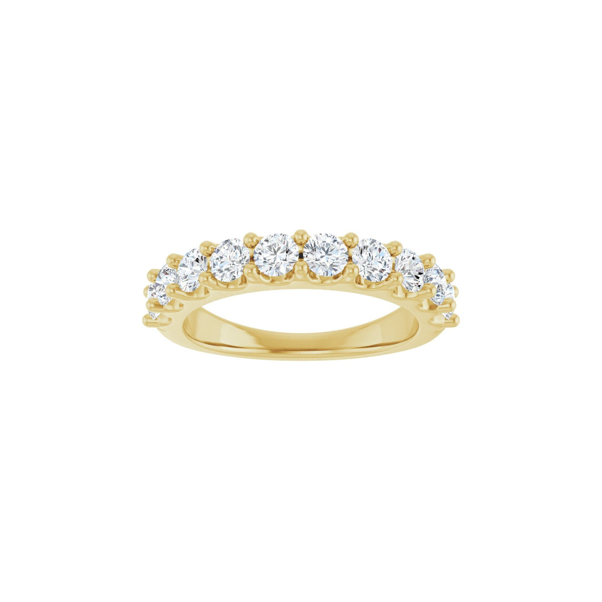 Diamond Shared-Prong Anniversary Band in 14K Gold or Platinum, Round Diamonds - 14K Yellow Gold
