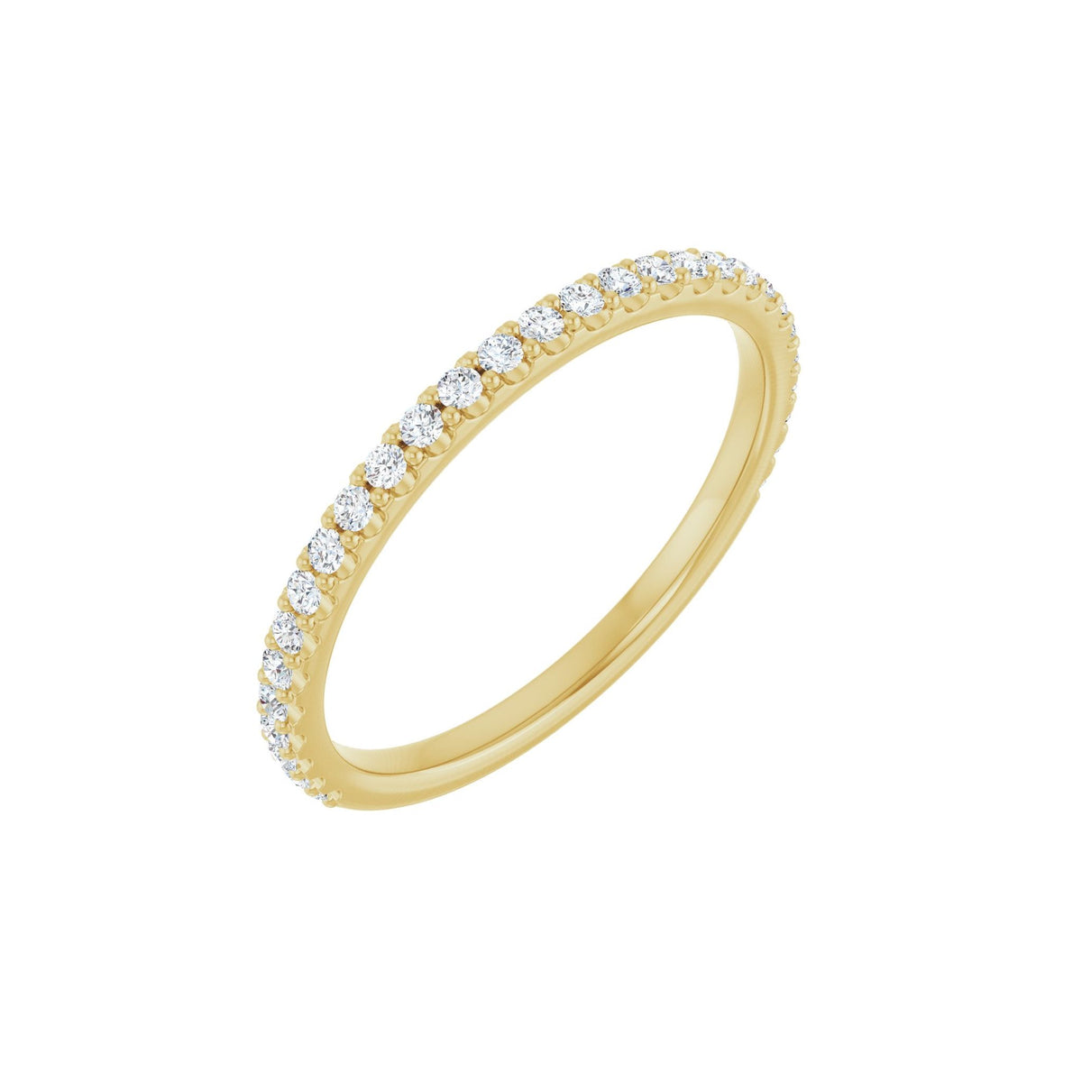 Diamond Shared-Prong Anniversary Band in 14K Gold or Platinum, Round Diamonds - 14K Yellow Gold