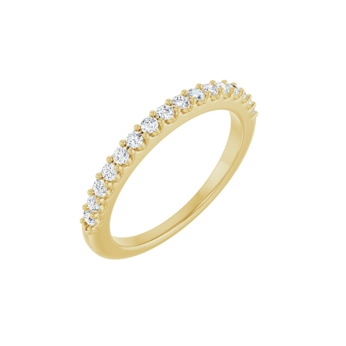 Diamond Shared-Prong Anniversary Band in 14K Gold or Platinum, Round Diamonds - 14K Yellow Gold
