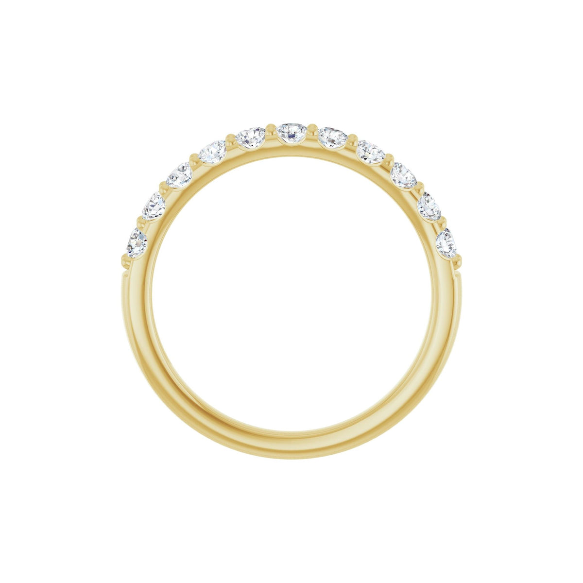 Diamond Shared-Prong Anniversary Band in 14K Gold or Platinum, Round Diamonds - 14K Yellow Gold